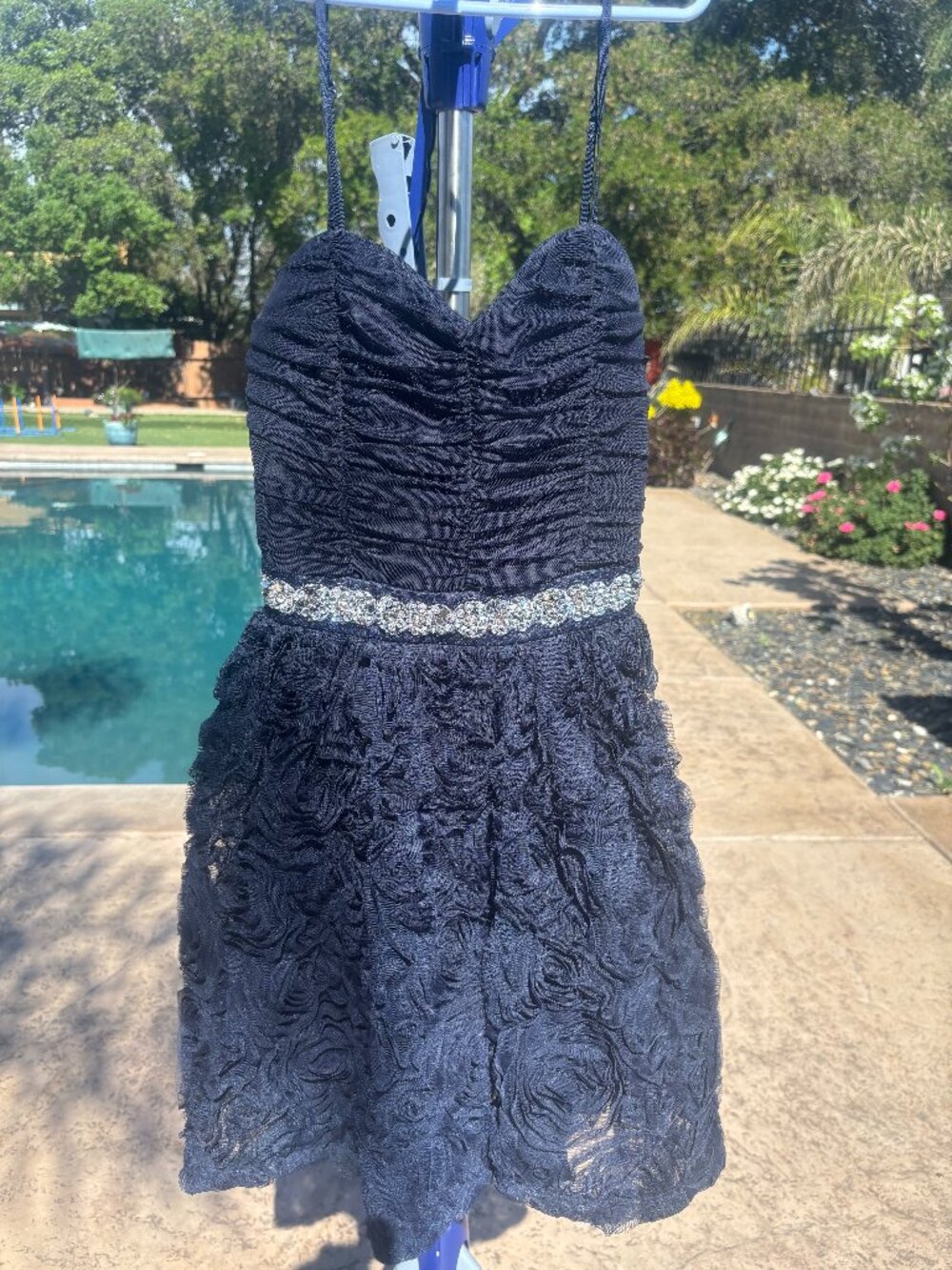 Trixxi Navy Blue Lace Homecoming Prom Dress Juniors Size 9 Worn Once
